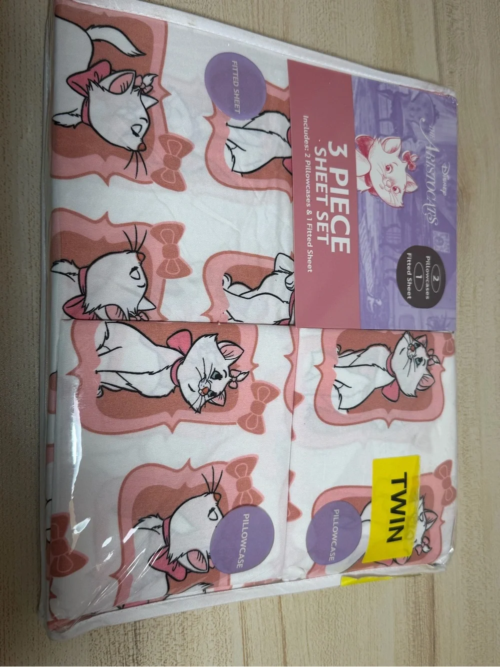 NWT Disney The Aristocats Marie Twin Sheet Set 3 PC Bedding Pink White New